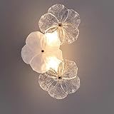 Osairous Glas Wandleuchte Interieur, 3000k - 6500k Dimmbar LED Wandlampe, Kreativität Blumen Wandlampe Innen, Moderne 2 G9-Lichts Wandbeleuchtung für Schlafzimmer, Flur, Treppe