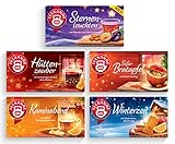 Teekanne Wintertee 5er Pack, Sternenleuchten, Hüttenzauber, Süßer Bratapfel, Kaminabend und Winterzeit, je 20 Teebeutel (5 x 50 g)