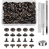 50 Sets Druckknopf-Kits, Leder-Druckknöpfe, 10 mm Metallknöpfe, Druckknopf-Kit mit 4 Druckknopf-Installationswerkzeugen zum Nähen von Kleidung, Armbändern, Jacken, Taschen, Heimwerken (Braun)