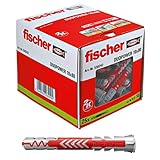 fischer DUOPOWER 10 x 80, Grau, Universaldübel, leistungsstarker 2-Komponenten-Dübel, Kunststoffdübel zur Befestigung in Beton, Ziegeln, Stein uvm., ohne Schrauben, Silber, Rot, 25 Stück