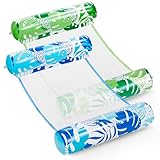 Sloosh 2 Packungen Hängematte Pool Floats Erwachsene, 4 in 1 Mehrzweck Aufblasbare Pool Floats PVC Wasser Hängematte Lounge Floaties(Blau,Grün)