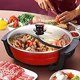 WSIKGHU 220V Elektrische Kochplatte 6L Twin Hot Pot Shabu Induktion Feuertopf Suppentopf Kochgeschirr Elektrische Hot Pot Antihaftbeschichteter chinesischer Hot Pot
