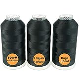 New brothread 3er Set Schwarz Farben Polyester Maschinen Stickgarn Riesige Spule 5000M für alle Stickmaschine