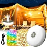 Camping Lichterkette Aufrollbar,Campinglampe mit 10m led lichterkette,Tragbare camping lichterkette,Led lichterkette außen camping usb,Ausziehbare lichterkette camping,Campingleuchte lichterkette