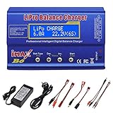 Lipo Ladegerät, 80W Lipo Ladegerät Balancer, 6A Balance High Power Ladegerät, Lipo Charger, für LiPo/Li-Ion/Life (1-6S), NiMH/NiCd (1-15S), RC-Hobby-Ladegerät LED mit Netzteil