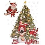 Mobestech Weihnachtsmann Fensteraufkleber aus PVC Statische Weihnachtsdeko für Fenster und Glas Wiederverwendbare Fensterbilder für Wohn und Schlafzimmer Weihnachtsparty Dekoration