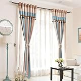 Wycian Vorhang Küche Gardinen Blau E Kaffeefarbe 2 Er Chenille Farbblockierung H244 X B102Cm für Schlafzimmer