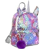 MOOKLIN ROAM Kinderrucksäcke, Einhorn Pailletten Tasche, Mädchen Schulrucksack Umhängetasche, Rucksack für Kinder Mädchen Damen - für Schule Reisen Freizeit (Plüschball: Zufällige Farbe)