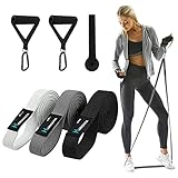 MARIOOTA Lange Stoff Fitnessbänder 3 Verschiedene Widerstandsbänder Set Tragebeutel mit Griffen & Türanker, Resistance Bands für Männer/Frauen, Premium Lang Fitness Band (GRAU - DUNKELGRAU - SCHWARZ)