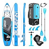 Bluefin Cruise SUP Board Set | Aufblasbares Stand Up Paddle Board | 6 Zoll Dick | Fiberglas Paddel | Kajak Sitz | Komplettes Zubehör | 5-Jahres-Garantie | 10’8, 12’, 15’