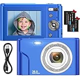 Digitalkamera 1080P HD Kompaktkamera Megapixel Mini-Videokamera 2,4' LCD Digitalkamera wiederaufladbare Fotokamera mit 16X Digitalzoom für Studenten/Erwachsene/Kinder/Anfänger (Blau)