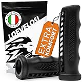 LOEVELOSI Gedämpfte Gummi Fahrradgriffe - Extra Weich, Vibrationsdämpfung, Einfache Montage, Passend für 20-22mm Lenker - Schwarz, 110mm für Trekking-Fahrrad/MTB/City Bike/Hollandrad