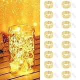 【16 Stück】 LED Lichterkette mit Batterie Klein, 2M 20LED Silberdraht Mini Lichterkette Batteriebetrieben, Micro Lichterkette Draht Wasserdichte für Weihnachten Hochzeit Party Innen Deko, WarmWeiß