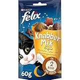 FELIX KnabberMix Original Katzensnack, Knusper-Leckerlie mit 3 Geschmacksrichtungen, 8er Pack (8 x 60g)