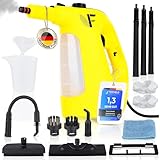 Neighbour's Friend® Dampfreiniger 2 in 1 mit Dampf Mop Funktion – Leistungsstarker Handdampfreiniger 1500W, 4m Kabel, 450ml Tank I Dampfreiniger Handgerät für Boden, Fenster, Bad, Teppich, Küche