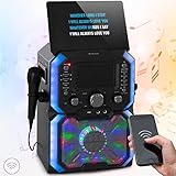 Auna KTV Karaoke Musikbox mit Mikrofon, Bluetooth Karaoke-Maschine mit Fernbedienung, CD Player & Lautsprecher, Partybox für Kinder & Erwachsene, Karaoke Anlage mit 5'-Bildschirm, RCA-Videoausgang