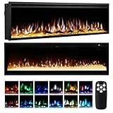 INMOZATA 3-in-1 Elektrokamin Wand/Stand Einbaukamin 152cm/60 Elektrokamin mit Heizung 900W & 1800W, LED Kaminfeuer mit Flammeneffekt, 12 Flammenfarben, Heizfunktion, Thermostat, Timer, Fernbedienung