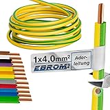 EBROM H07V-U 1x4 mm² - Aderleitung starr eindrähtig kompatible mit Signalanlagen - grün/gelb - ab 10m bis 50m wählbar