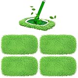 4 Stück Bodentücher Mikrofaser, Nasse Bodentücher Wiederverwendbare für Swiffer Sweeper, 25.5 x 11.5 cm, Waschbar Mikrofaser-Wischpads Nachfüllpack für die Reinigung von Hartböden/Holzböden