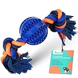 PETBEE Seilspielzeug für Hunde | Ball mit Seil | Futterball für Hunde | Seil ca. 30 cm Länge | Ball Durchmesser ca. 6,5 cm | Hundeball zur Unterstützung der Zahnpflege