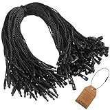 Photect 200 Pcs Polyester Schnur für Hängeetiketten Einwege Polyester Schnur mit Schnappverschluss zum Anbringen von Etiketten und Sicherheit Etiketten Befestigung Haken Schnur für Produkt (Schwarz)