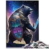 Puzzles für Shield Warrior Bear, 500-teiliges Puzzle, Holzpuzzle, Familienspiel zum Stressabbau, schwieriges Herausforderungspuzzle, 500 Teile (38 x 52 cm)