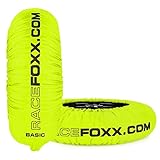RACEFOXX Basic Reifenwärmer Tyre Warmers 80° C Heiztemperatur Superbike, 120/17 vorne und 180 bis 200/17 hinten neon gelb Rennsport Heizdecken Motorrad