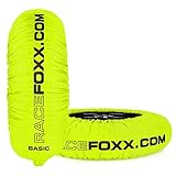 RACEFOXX Basic Reifenwärmer Tyre Warmers 80° C Heiztemperatur SUPERBIKE, 120/17 vorne und 180 bis 200/17 hinten neon gelb Rennsport Heizdecken Motorrad