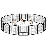 Yaheetech 16-teilig Hundelaufstall 63cm hoch, Hundezaun mit 2 Türen, Welpenlaufstall für Garten, Automatische Verriegelung, Flexibel und faltbar, Für Hund Katze Welpe Kaninchen Meerschweinchen