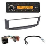 Continental TR7412UB-OR Bluetooth USB Radio + Radioblende grau + ISO Adapter + Antennenadapter geeignet für Smart Fortwo (C450) 10/1998-02/2007 / Fortwo (A450) 03/2000-02/2007