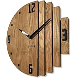 FLEXISTYLE Wanduhr Asymmetry wanduhr Eiche Badezimmer Wohnzimmer Holz modernDurchmesser ohne tickgeräusche holzoptik (Eiche, 30cm)