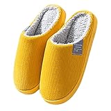 UnoSheng Max Damenschuhe Weiche hausgemachte Hauspantoffel für Frauen warme Männer Flop niedliche Frauen-Hausschuh Schuhe Sommerkind Damen Winter (Yellow, 36-37)