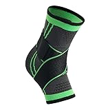 Einzelpackung Knöchelbandage,Sprunggelenkbandage für Schmerzen,Verstauchungen & Sportverletzungen,Bandage Fußgelenk für Männer/Frauen,Links/Rechts Tragbar Ultra Dünn Fußbandage,Basketball (L,Grün)