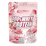 IronMaxx 100% Whey Protein Pulver 500g - Strawberry Ice Cream | Cremiger Eiweißshake mit BCAAs & EAAs | High Protein, Low Carb & zuckerarm | Ideal für Muskelaufbau, Diät & Fitness