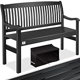 KESSER® Gartenbank Holz Holzbank wetterfest | Für 2 bis 3 Personen | Parkbank aus Massivholz | Sitzbank 320kg belastbar 125 cm | Balkonbank Bank für Balkon Terrasse & Garten inkl. Cover Anthrazit