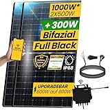 EPP.Solar® 1000W Balkonkraftwerk 800W komplett Steckdose - Balkonkraftwerk 800 Watt upgradebarer NEO Wechselrichter 800W, 2x500W Bifaziale Glas/Glas Solarmodule im Solaranlage Komplettset