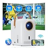 Projektor 5G WiFi Bluetooth 1080P mit Unterstützung 4 K, LED-Projektor 12000 Lumen, Auto Focus und Trapezkorrektur, intelligenter Projektor, Außenprojektor für iOS/Android/TV Stick/Laptop