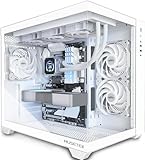 MUSETEX PC Gehäuse ATX,360MM Rad-Unterstützung, Typ-C Gaming PC CASE, 270° Full View Tempered Glass Mid Tower PC-Gehäuse 3 Non-LED-Lüfter vorinstalliert,reinweißes ATX Computer Gehäuse, Y6