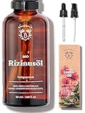 Bionoble Rizinusöl Bio 50ml - 100% Rein, Natürlich, Kaltgepresst - Wimpern, Augenbrauen, Haare, Bart, Nägel - Vegan und Cruelty Free - Castor Oil - Glasflasche + Pipette + Pumpe