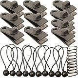 Feggizuli 10pcs Planenclips Schwerlast mit 10pcs Planenspanner mit Kugel, 10pcs Karabiner für Markisen Camping, Zeltclip Planenklammern, Linoleum Clip, Zelt Clips Kunststoff, Planenbefestigung Clips