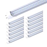 TRLIFE T8 LED-Röhre, 122 cm, 28 W, 5000 K, Tageslichtweiß, 3360 Lumen, zweireihige LEDs, Ersatz für 120 cm Leuchtstofflampe, klare Abdeckung, Vorschaltgerät-Entfernung, Dual-End-betrieben (12 Stück)
