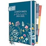 Häfft® Lehrer-Planer 2024/2025 A5+ 'Happy Flower' Hardcover Lehrerkalender, Schuljahresplaner mit Sprüchen, Stickern und mehr - nachhaltig & klimafreundlich