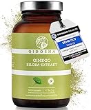 QIDOSHA® Ginkgo Biloba 50:1 Extrakt Kapseln hochdosiert, TESTSIEGER 07/23*, 180 Kapseln im Glas, Ginkgo Biloba hochdosiert, deutsche Fertigung, vegan, laborgeprüft, ohne Füllstoffe