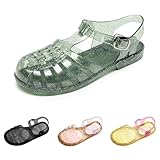 Jelly Sandalen Damen – Glitzer Kristall Wasserschuhe Strandschuhe Badeschuhe mit Rundum-Schutz Transparente Gummisandalen für Beach Pool Freizeit Gr.37-40