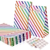 Flintronic 18 Stück Papiertüten, Geschenktüten Kindergeburtstage mit Aufkleber, 24 cm * 13 cm * 8 cm Candy Tüten zum Mitgebsel Kindergeburtstag Mädchen, Giveaways, Hochzeit