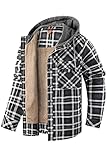 Mr.Stream Herren Kapuzenpullover Hooded Thermohemd Flanellhemd Winterjacke Hoody Fleecefutter Holzfällerhemd Arbeitshemd Hoodie Large Grey