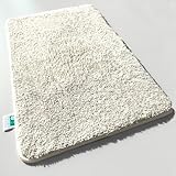 casa pura Badematte Creme weicher, Flauschiger Badezimmerteppich in Shaggy Optik, Badvorleger rutschfest waschbar - Duschvorleger, Teppich Fußmatte für Badezimmer, Dusche 50x80 cm, Ivory Sky Soft