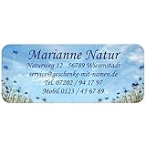 GESCHENKE-MIT-NAMENde Adress-Etiketten - Adress-Aufkleber 'Kornblumen' mit Ihrem Wunschtext, 160 Stück, ca. 56 x 23 mm, für 1 bis 5 Zeilen Text
