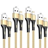 iPhone-Ladegerät, 4 Stück, 4 Stück, 1,5/3/6/1,8 m, Lightning-Kabel, 1,8 m, iPhone-Ladekabel, Schnellladekabel für iPhone 13 12 Pro Max Mini 11 Pro XS XR X 10 8 7 Plus 6s SE 202 0 iPad-Gold