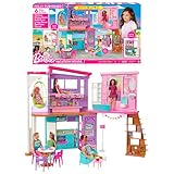 Barbie-Ferienhaus (116 x 77,9 cm), 6 Spielbereiche, komplett...